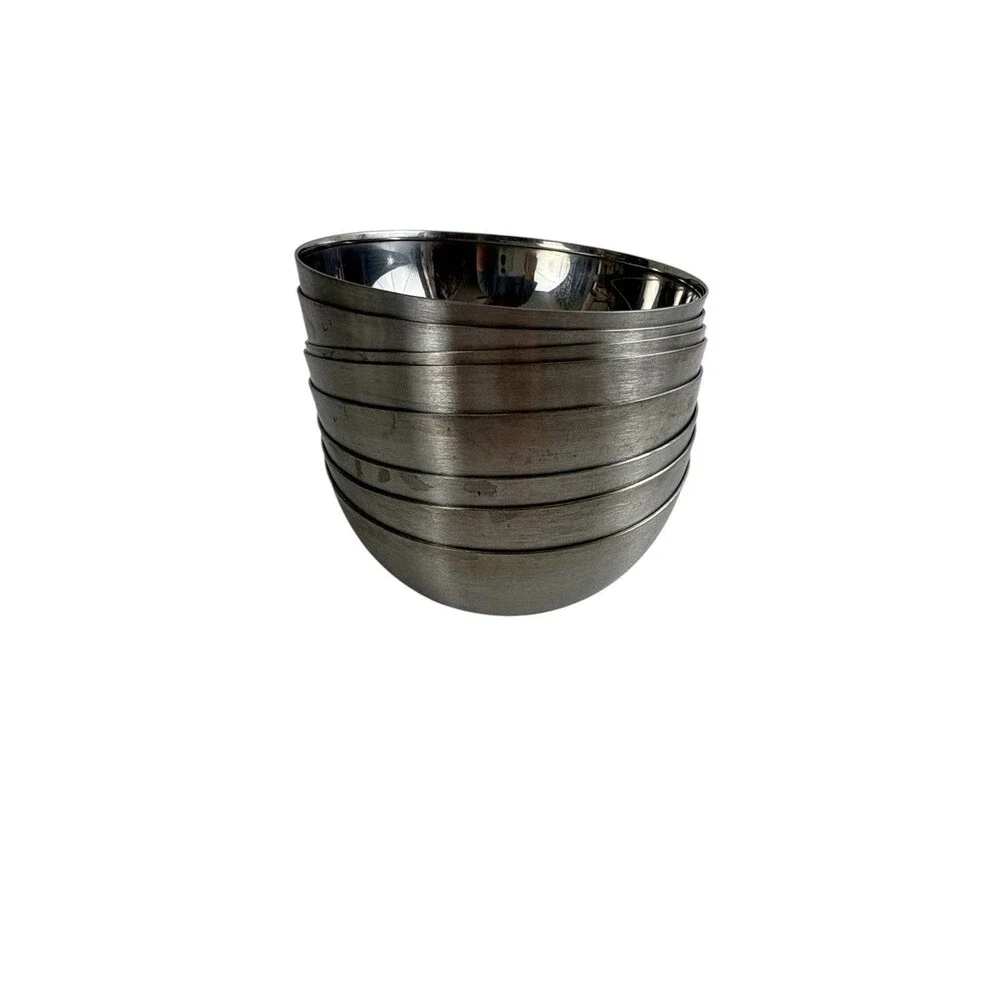 Set of 8 IKEA Stainless Steel Bowls Stackable Model 21152 4 3/4